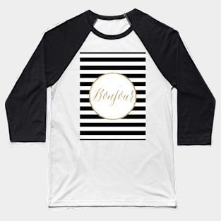 Bonjour Gold, black and white stripe Baseball T-Shirt